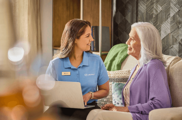 Carepatorl advisor helping an elderly woman