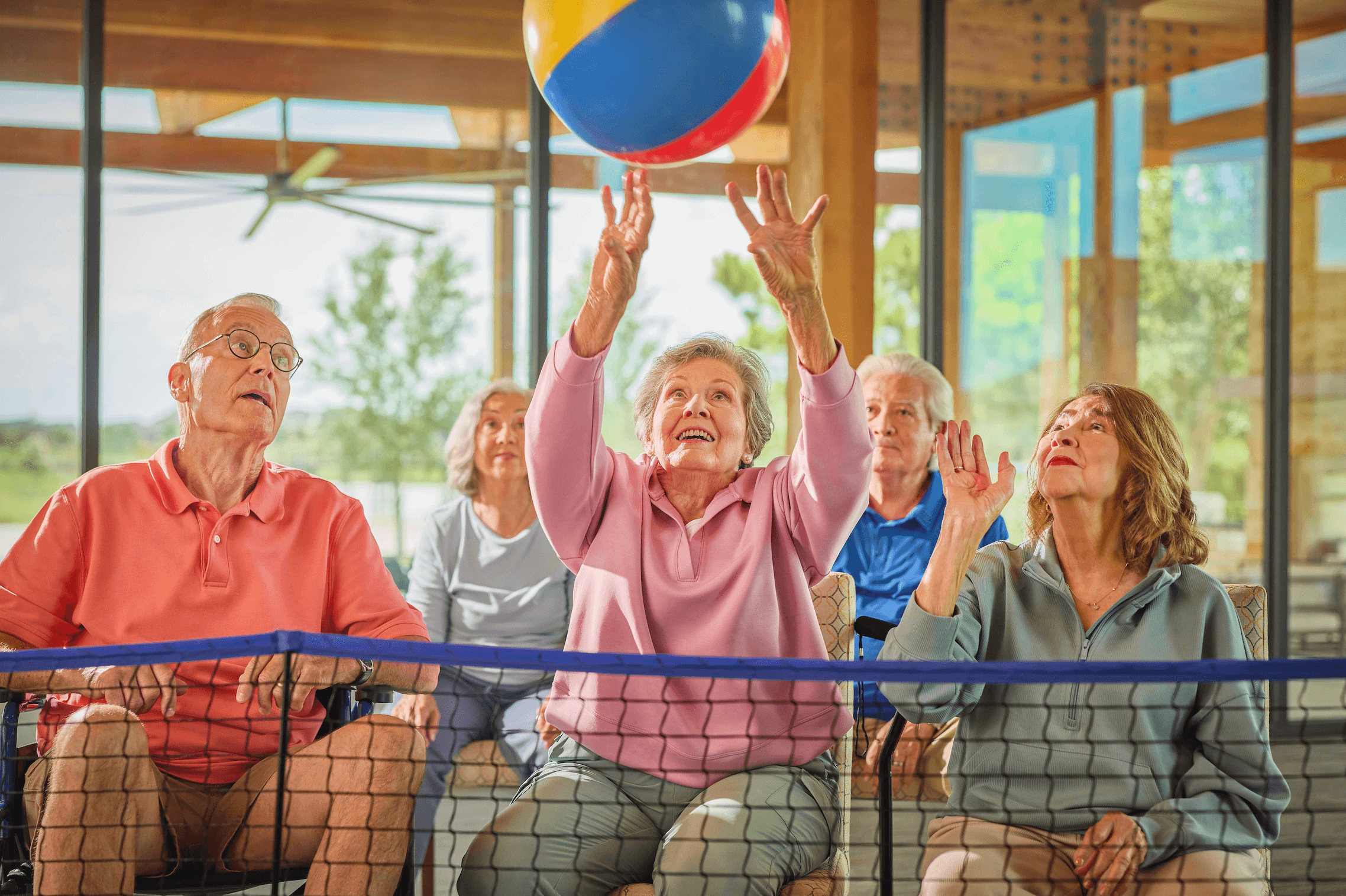 Elder adults playing a game